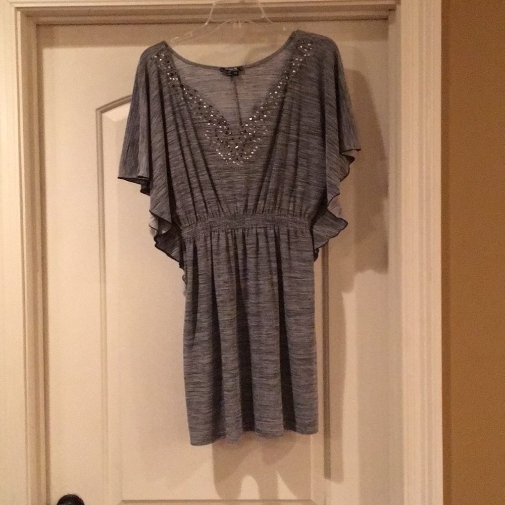 🛍Casual gray dress with silver bling